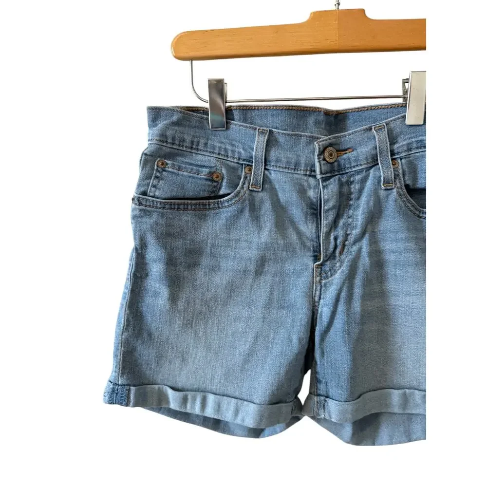 Levis Denim Jean Shorts Cuffed Hem Light Wash 27